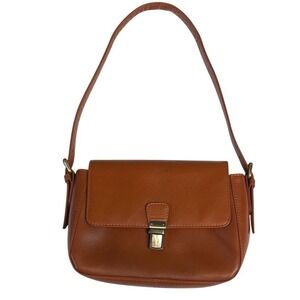 NEW Brown Genuine Leather Shoulder Bag with Bronze Clasp